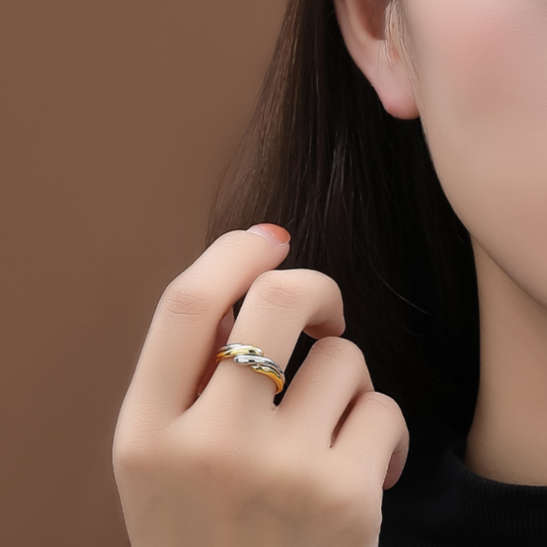 LUXE CROSS RING SET(WhiteGold x Gold)