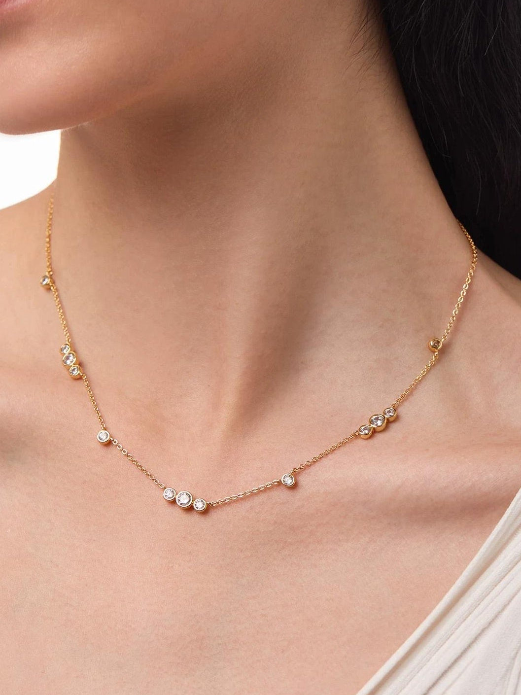 WILLOW GOLD ZIRCONIA NECKLACE