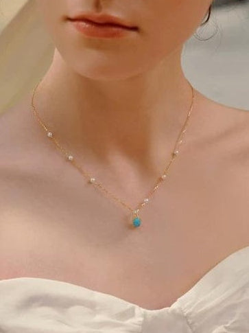 CELADON BEADED PEARL NECKLACE