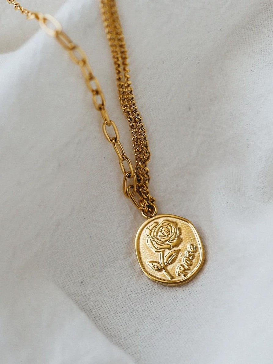 LUXURY ROUND-PLATE CHAIN NECKLACE