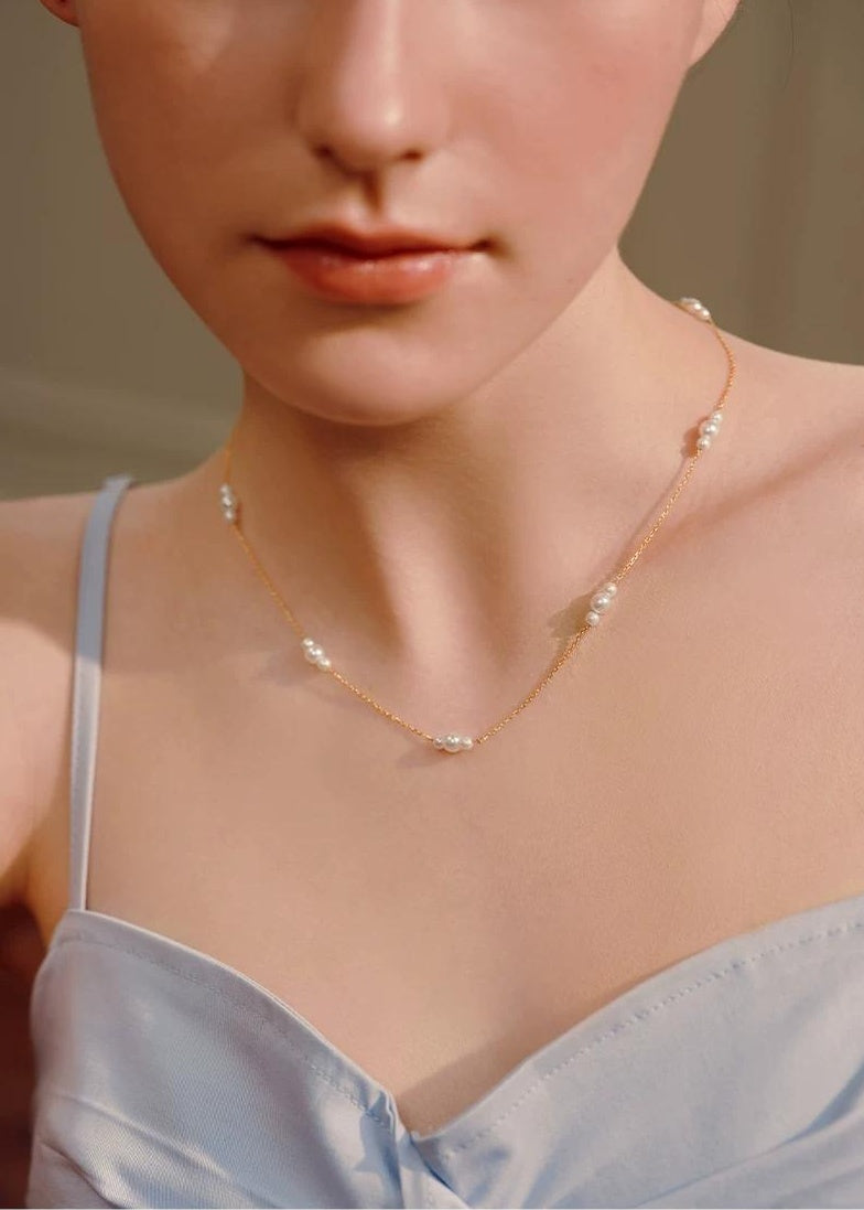 CELADON BEADED PEARL NECKLACE