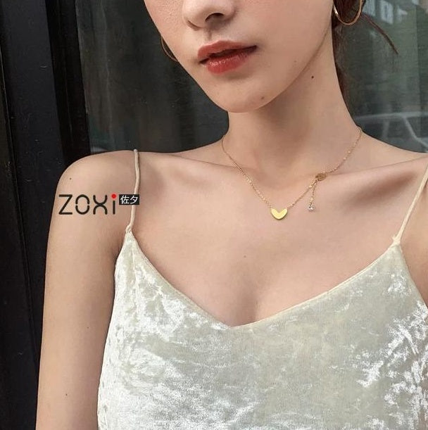 HEART-SHAPED CRYSTAL COLLAR NECKLACE
