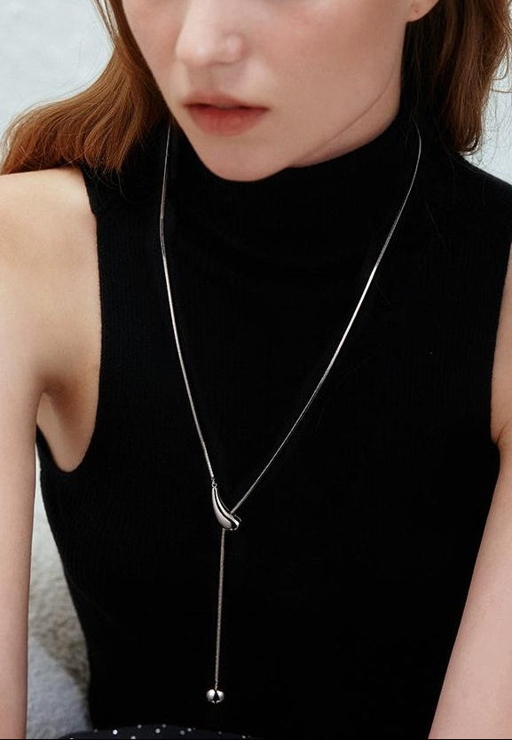 WATER DROP PENDANT SWEATER NECKLACE