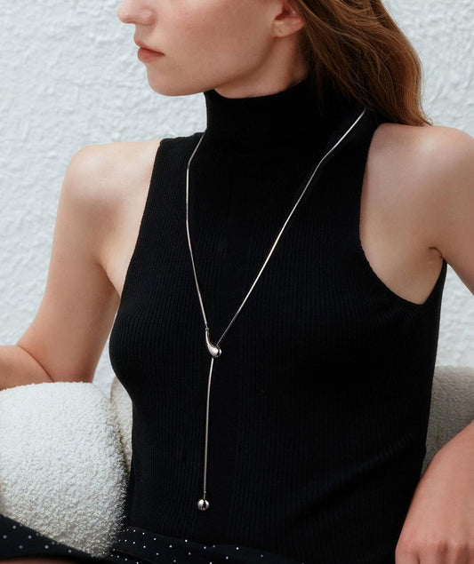 WATER DROP PENDANT SWEATER NECKLACE