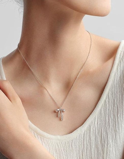 SILVER BOW COLLARBONE NECKLACE