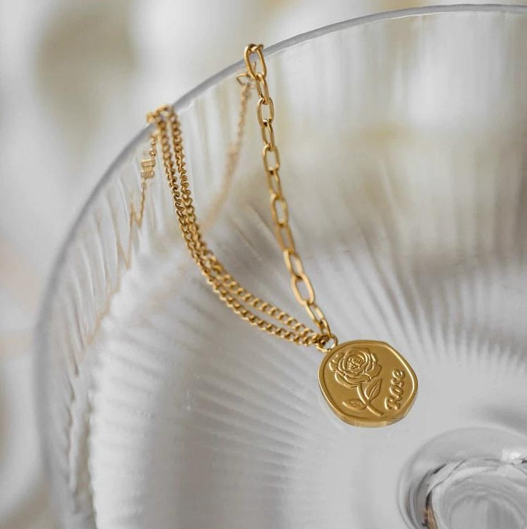 LUXURY ROUND-PLATE CHAIN NECKLACE