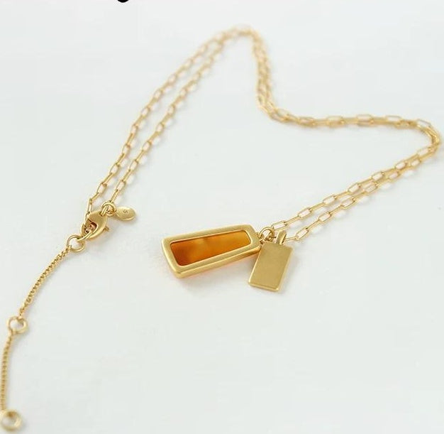GEOMETRIC PENDANT LONG NECKLACE