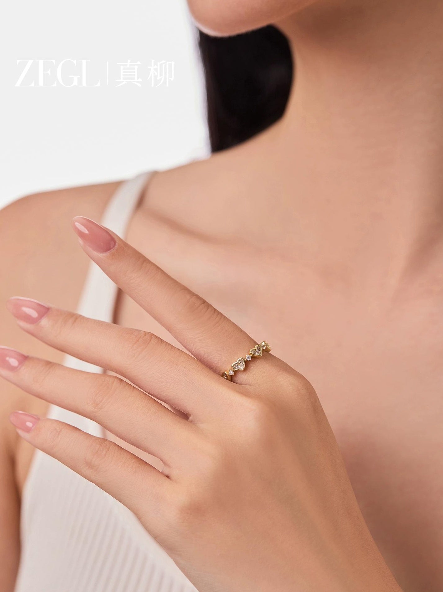 GOLD HEART RING FOR WOMEN
