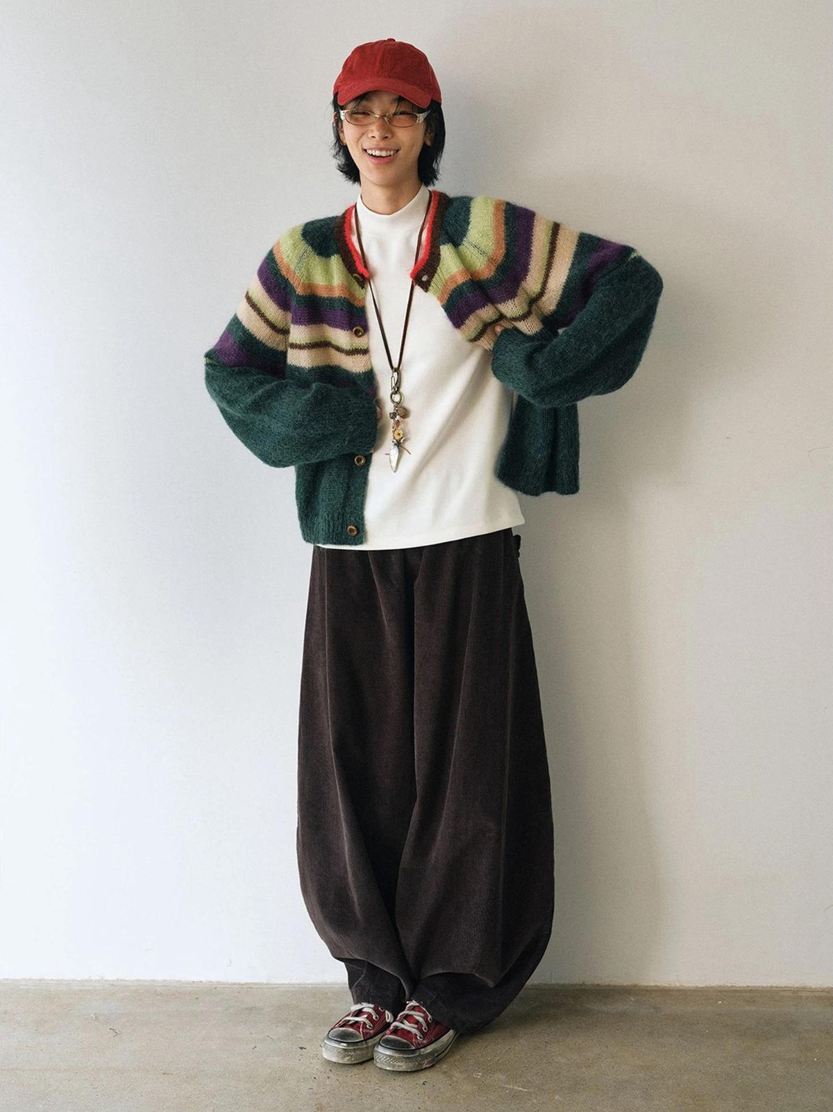 LUXURY MOHAIR STRIPED KNIT SWEATER