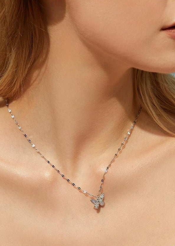 SILVER BUTTERFLY PENDANT NECKLACE
