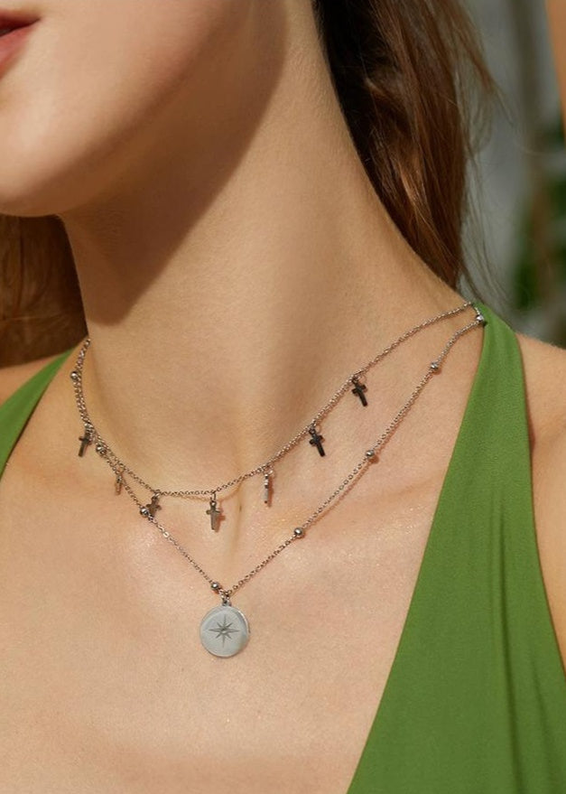 CHIC LAYERED CROSS NECKLACE