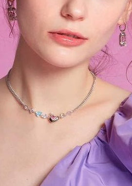 PINK HEART COLLARBONE NECKLACE