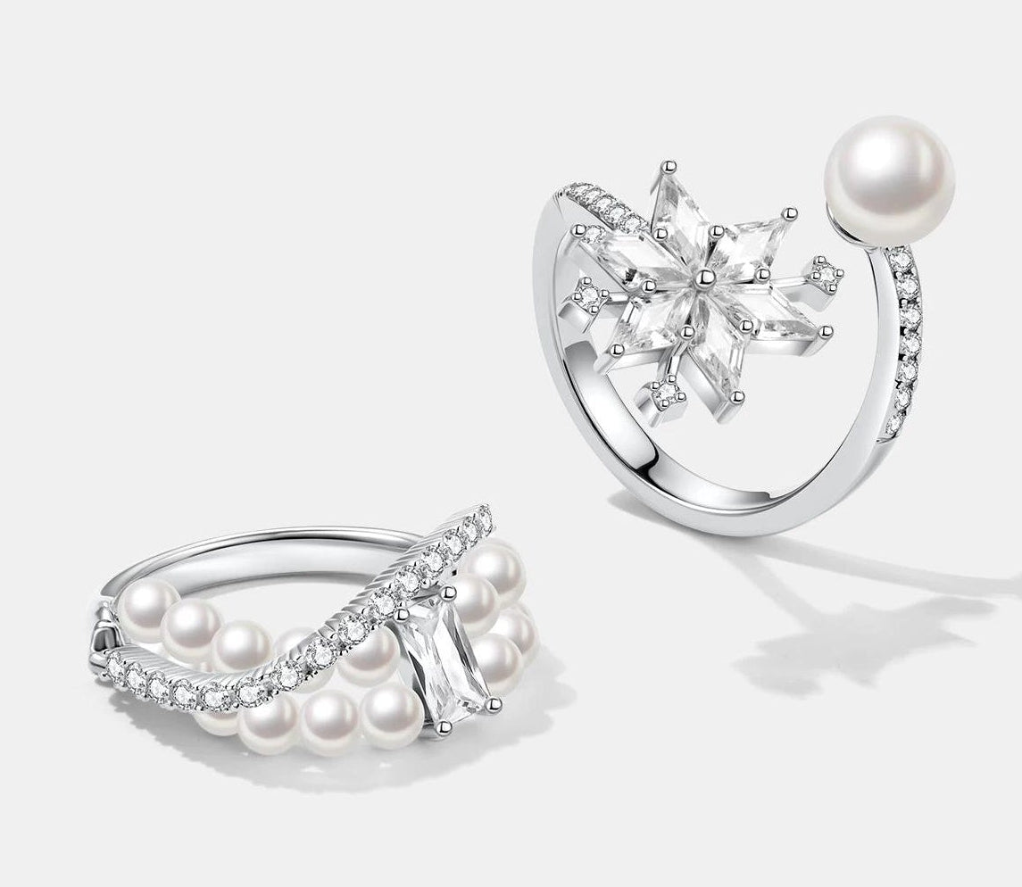 SNOWFLAKE PEARL RING