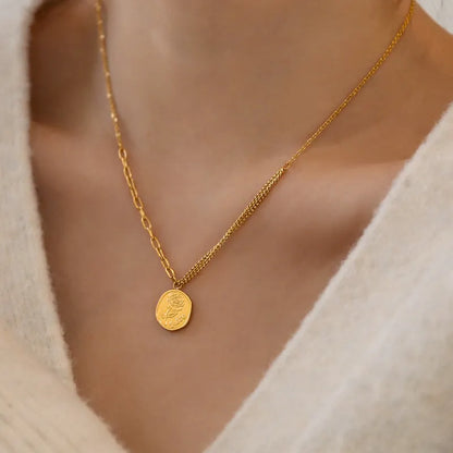 LUXURY ROUND-PLATE CHAIN NECKLACE