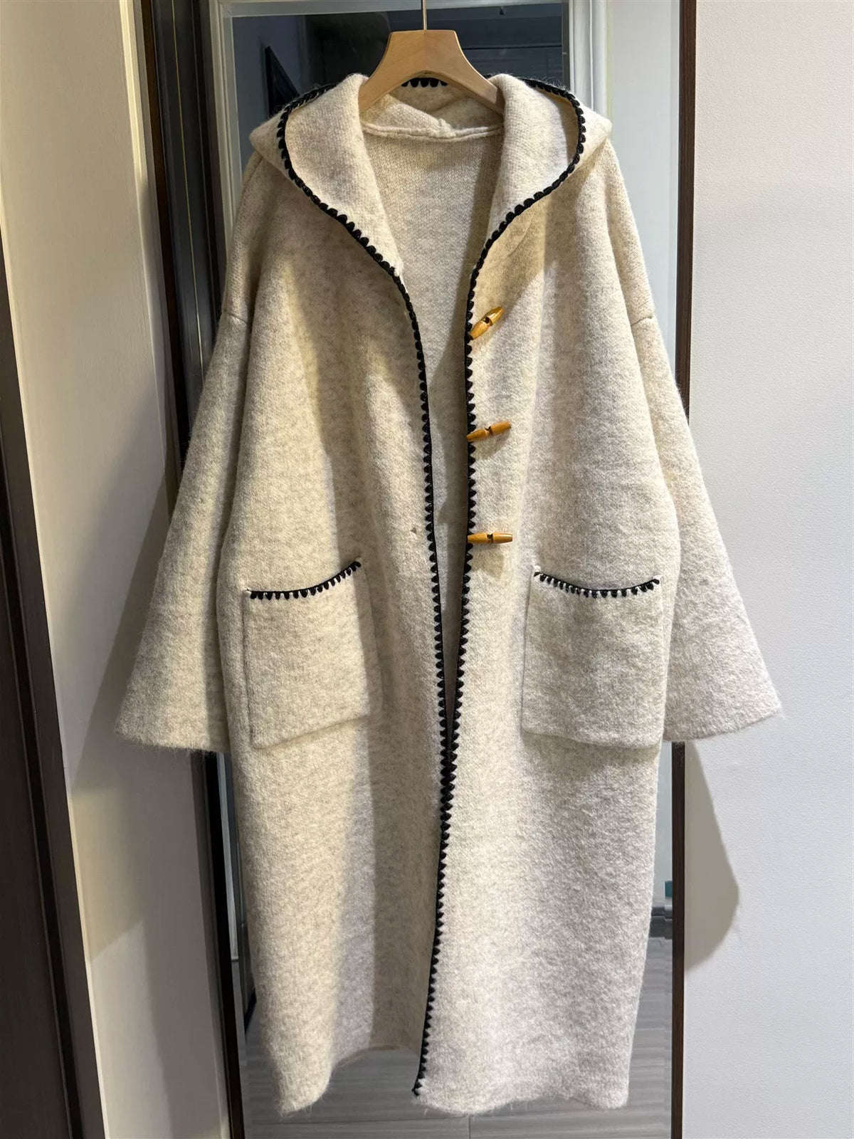 HOODED KNIT SWEATER JACKET