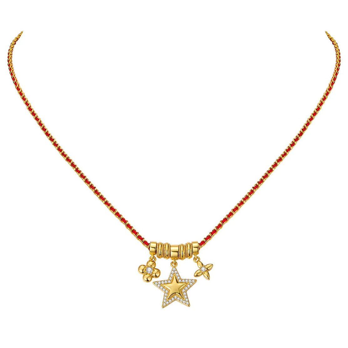GOLD RED HEART PENDANT NECKLACE