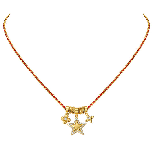 GOLD RED HEART PENDANT NECKLACE
