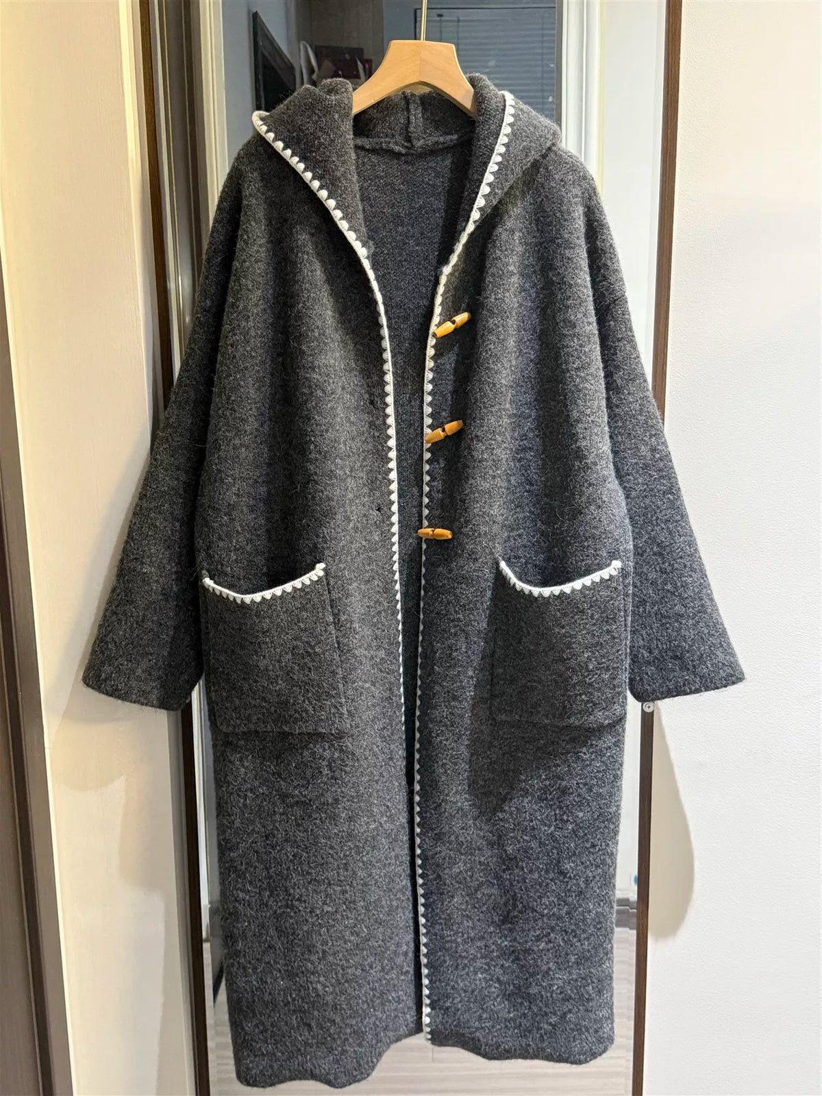 HOODED KNIT SWEATER JACKET