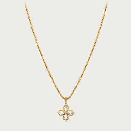 GOLD CLOVER NECKLACE SWEATER CHAIN