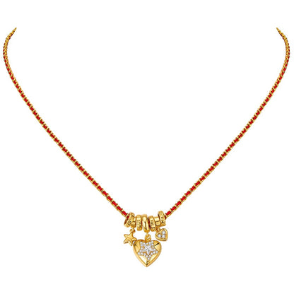 GOLD RED HEART PENDANT NECKLACE
