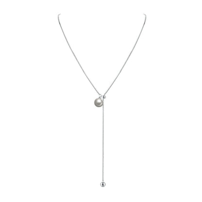 GRAY PEARL TASSEL NECKLACE
