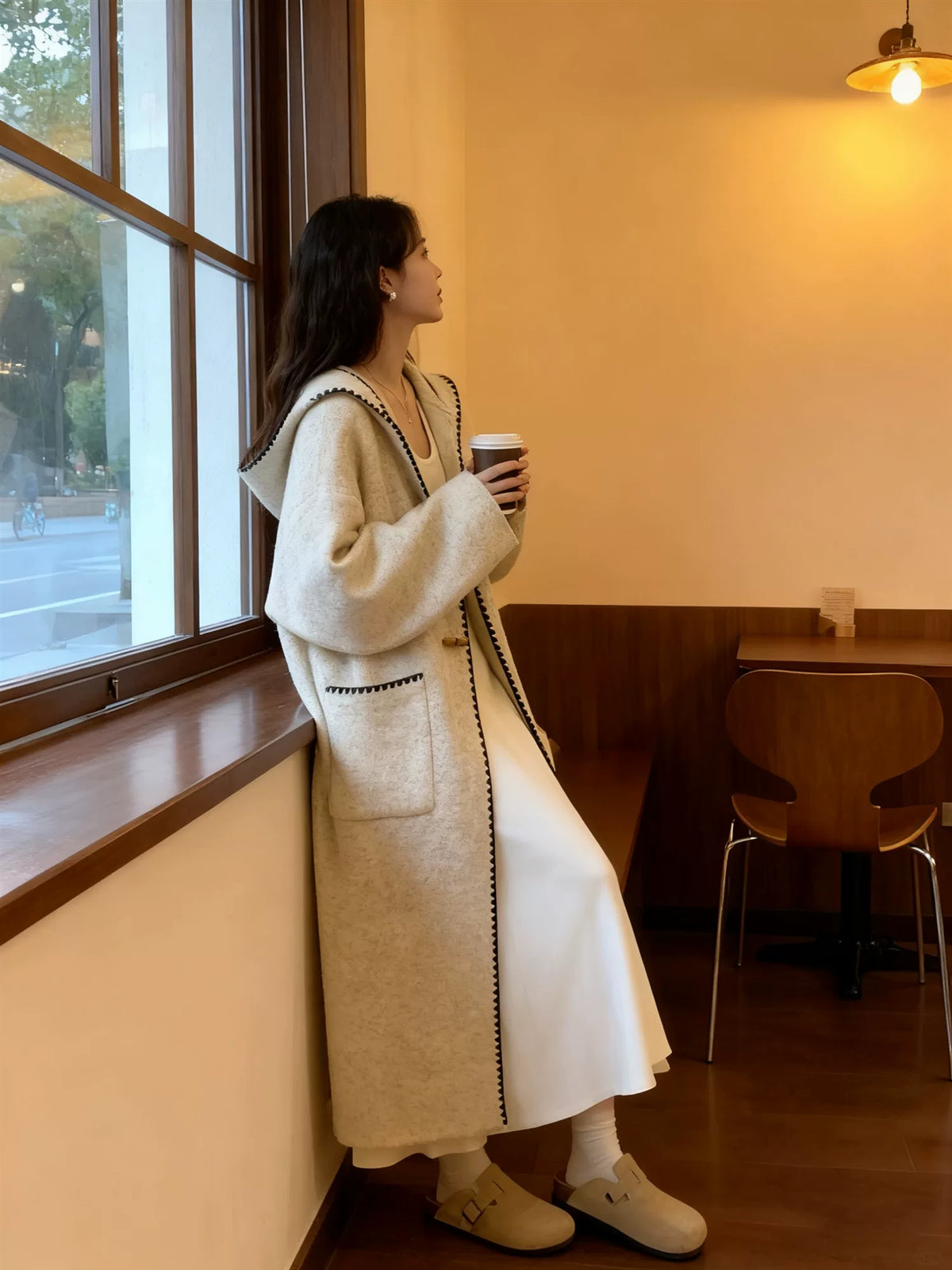 HOODED KNIT SWEATER JACKET