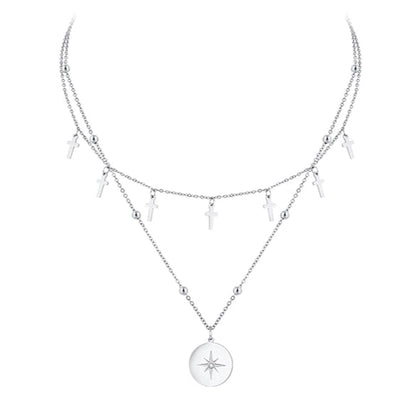 CHIC LAYERED CROSS NECKLACE