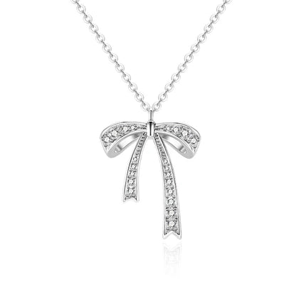 SILVER BOW COLLARBONE NECKLACE