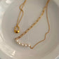 GOLD DOUBLE PEARL NECKLACE