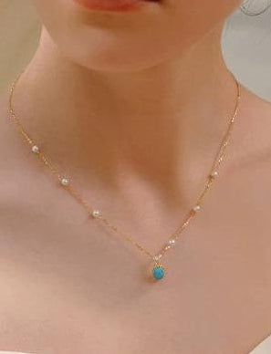 CELADON BEADED PEARL NECKLACE