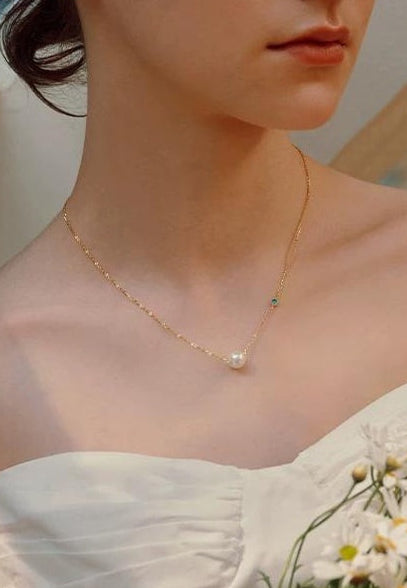 CELADON BEADED PEARL NECKLACE