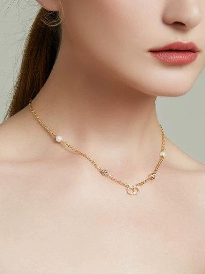 RHINESTONE PEARL NECKLACE