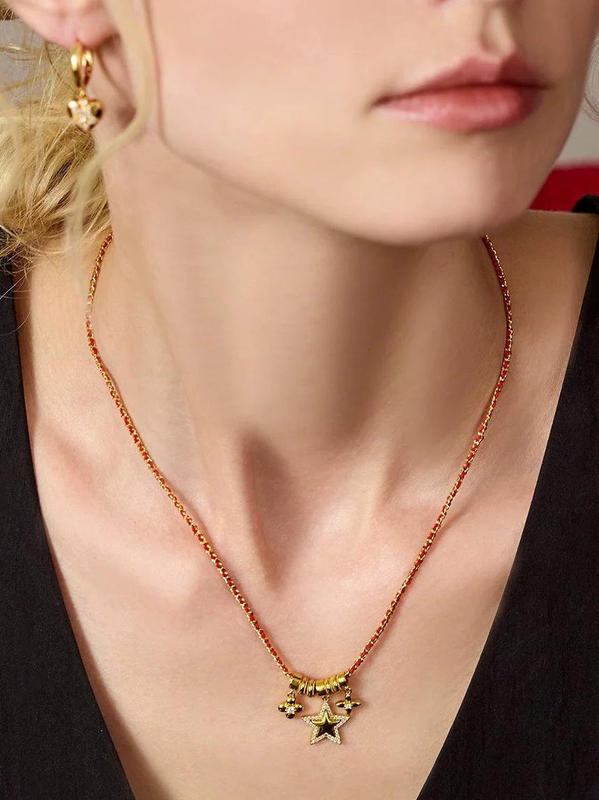 GOLD RED HEART PENDANT NECKLACE