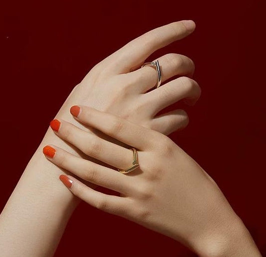 GEOMETRIC COUPLE RINGS SET