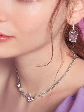PINK HEART COLLARBONE NECKLACE