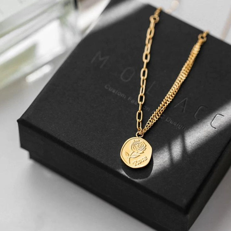 LUXURY ROUND-PLATE CHAIN NECKLACE