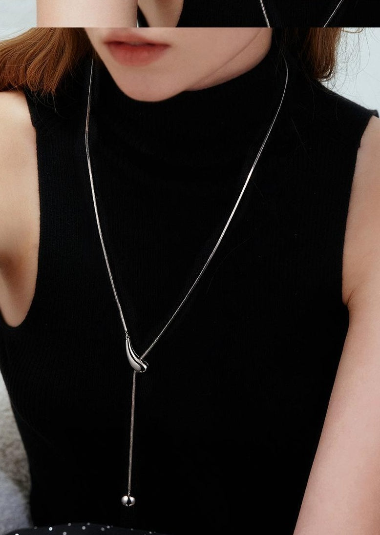 WATER DROP PENDANT SWEATER NECKLACE