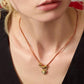 GOLD RED HEART PENDANT NECKLACE