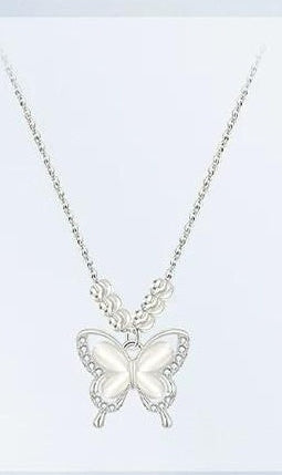 FAUX CAT'S EYE BUTTERFLY NECKLACE