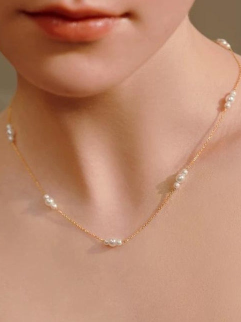 CELADON BEADED PEARL NECKLACE