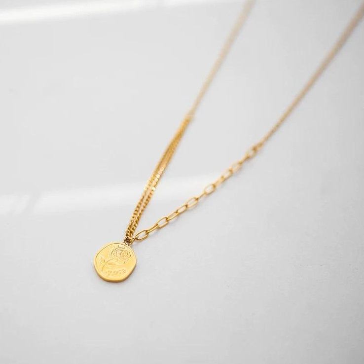 LUXURY ROUND-PLATE CHAIN NECKLACE