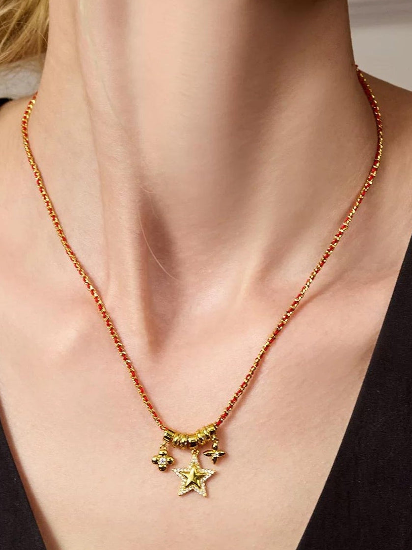 GOLD RED HEART PENDANT NECKLACE