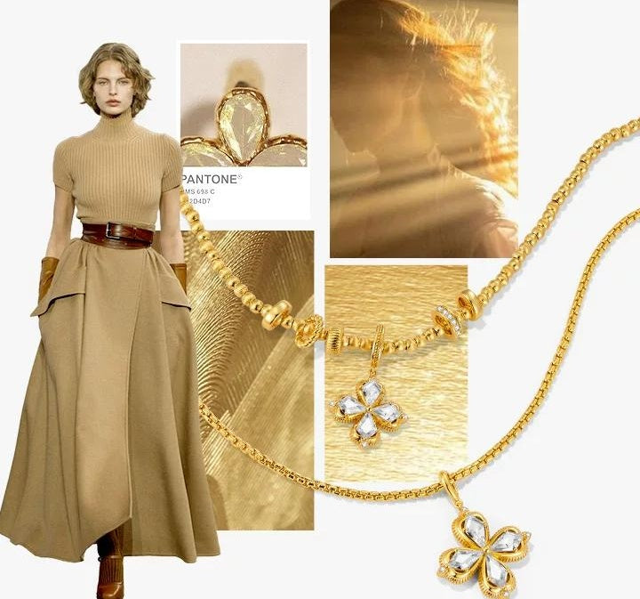 GOLD CLOVER NECKLACE SWEATER CHAIN