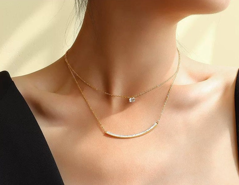 ZIRCONIA LAYERED NECKLACE