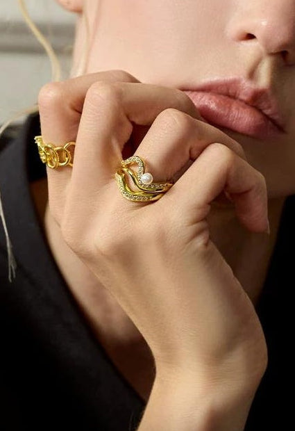 RETRO GOLD STACKING RINGS SET