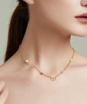 RHINESTONE PEARL NECKLACE