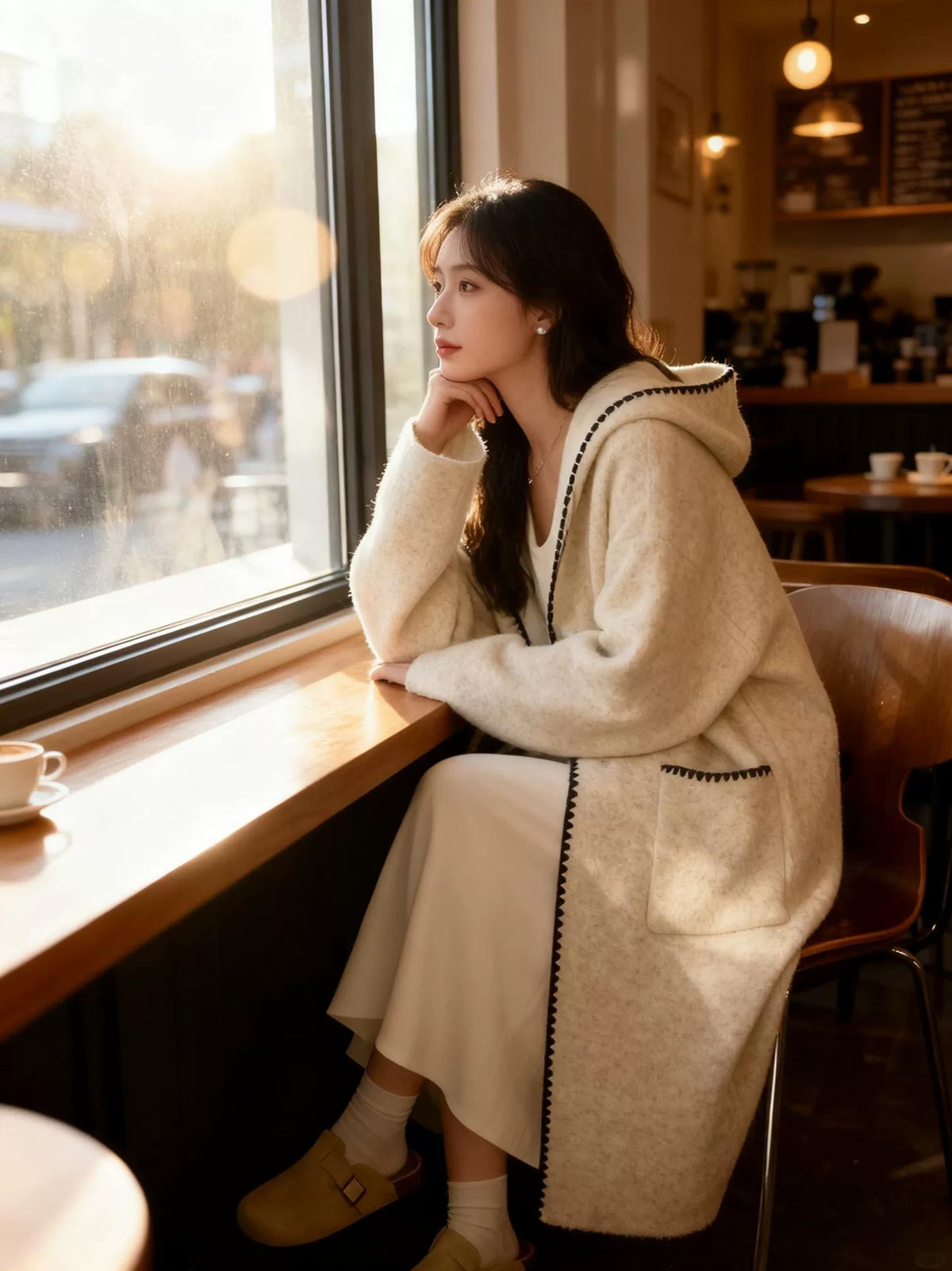 HOODED KNIT SWEATER JACKET