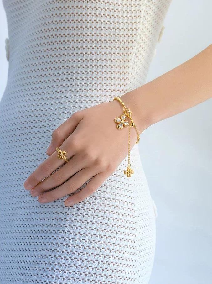 VINTAGE GOLD CLOVER RING SET