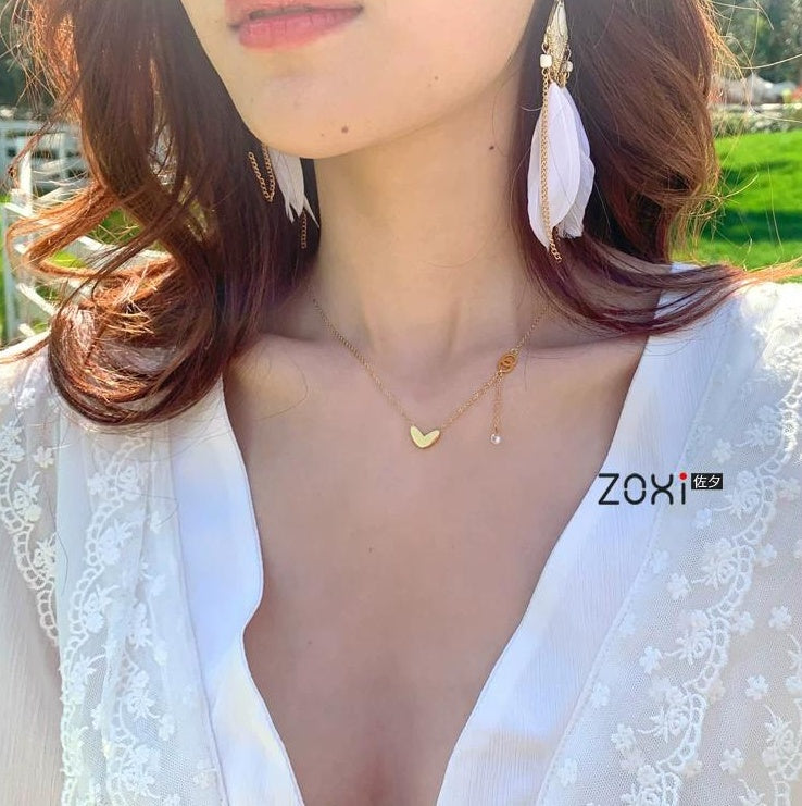 HEART-SHAPED CRYSTAL COLLAR NECKLACE