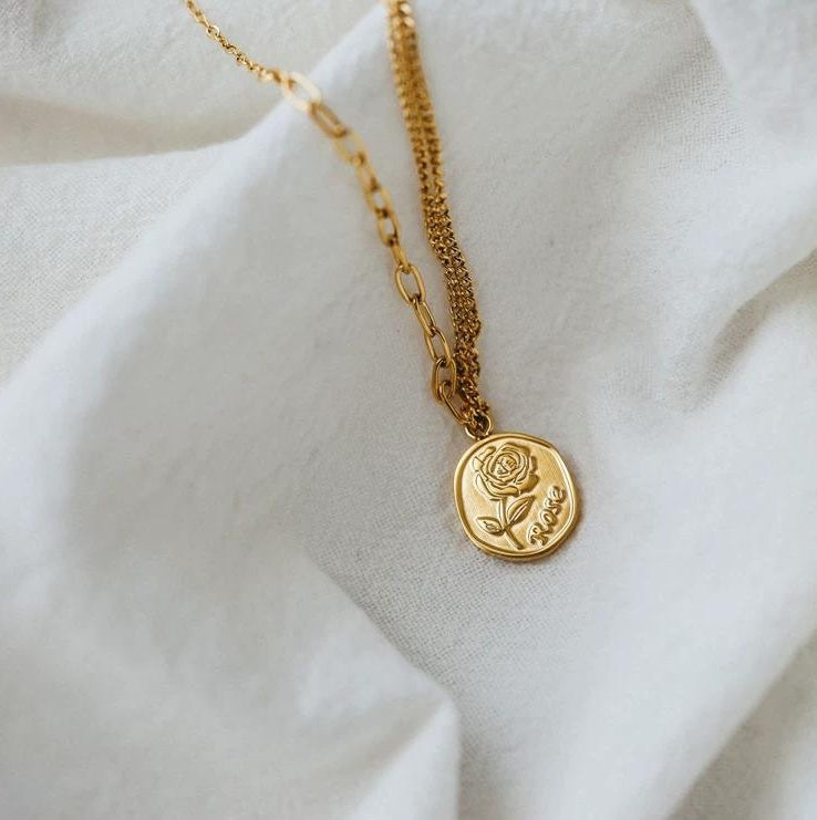 LUXURY ROUND-PLATE CHAIN NECKLACE